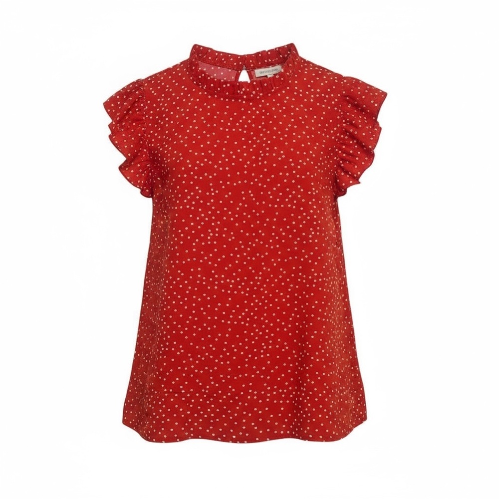SHEIN Red Polka Dot Ruffle Sleeve Blouse M | Trendy Cute Top NWOT